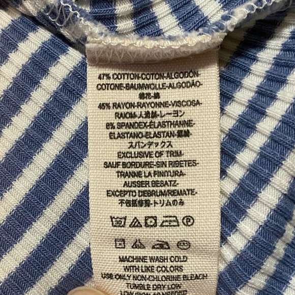 Free People Blue & White Striped Short Sleeve V Neck - Picture 8 of 8